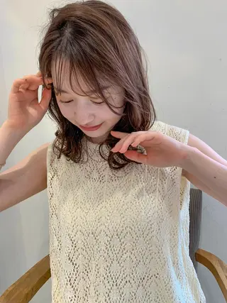 ミディアム パーマ カラー 鈴木 千裕のヘアスタイル