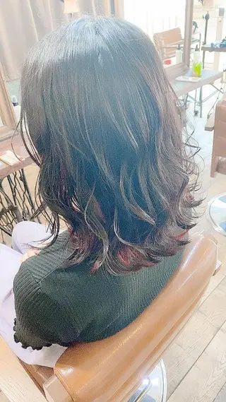 ミディアム カラー ヘアアレンジ 國分 伸也のヘアスタイル