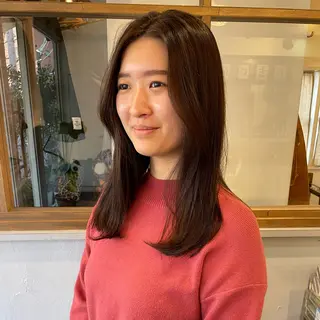 セミロング カラー 平地 晃人のヘアスタイル