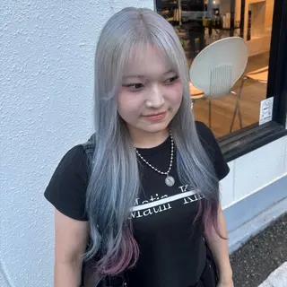 ロング 🖤🎀ハイトーン/ エク/夕月🎀🖤のヘアスタイル