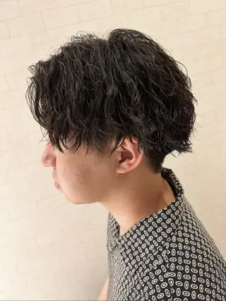 ショート パーマ ヘアアレンジ メンズ 💈メンズ特化 美容師サキ💈のヘアスタイル