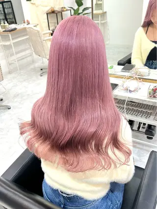 ミディアム カラー パーマ ヘアアレンジ メンズ キッズ ハイトーン/ピンク 💗モモ໒꒱のヘアスタイル