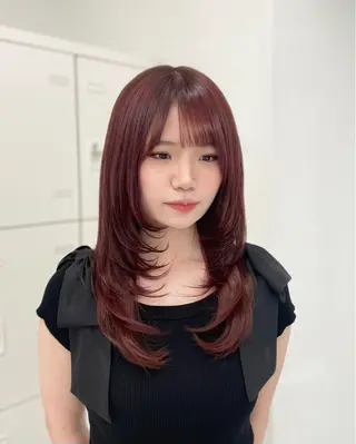 セミロング カラー うる艶韓国ヘア 🤍りんのヘアスタイル