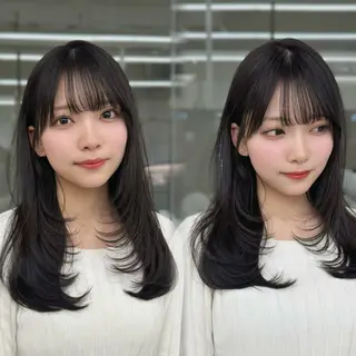 セミロング カラー COA GINZA 空也/前髪/顔まわりのヘアスタイル