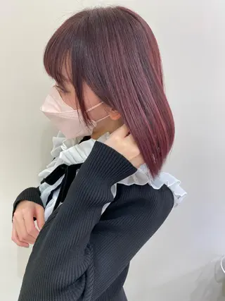 ミディアム カラー 細めハイライト🩶 ボブ/レイヤーカットのヘアスタイル