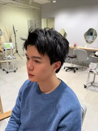 メンズ メンズカット/韓国 ウルフ/毛流れのヘアスタイル