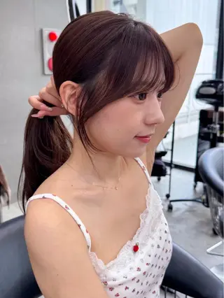 ロング 縮毛矯正/レイヤー 韓国/顔まわり/夢音のヘアスタイル