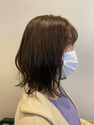 ミディアム カラー 🫧透明感カラー /縮毛☘️豊嶋龍佑のヘアスタイル