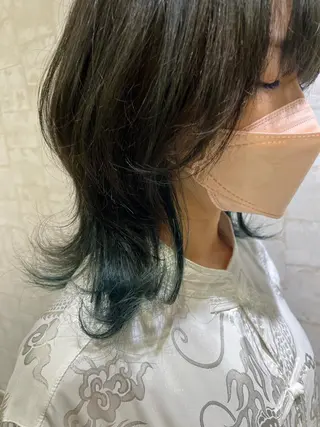 ミディアム カラー 縮毛矯正✨️レイヤー クボタリョウのヘアスタイル