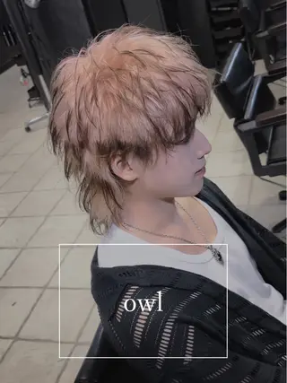 カラー メンズ 難波/メンズウルフ・ フェザーパーマ鶴田文のヘアスタイル