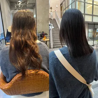 ロング カラー パーマ ハイトーン/美髪矯正 🍃大江拓実のヘアスタイル