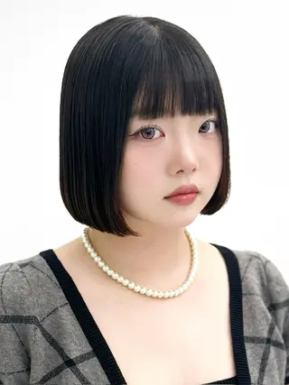 ショート カラー ヘアアレンジ 🤍縮毛矯正× 韓国ボブ🤍ひかりのヘアスタイル
