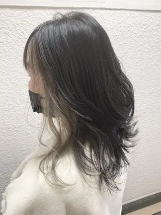 パーマ カラー セミロング 嶋村夏実🌼レイヤー 🌸白髪ぼかしのヘアスタイル