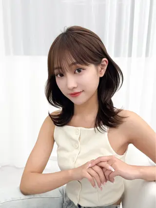 ミディアム カラー ヘアアレンジ 最小顔周り&レイヤー 特化/池袋/kokiのヘアスタイル