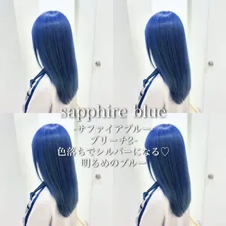 ロング カラー 🩵色落ち可愛い 寒色カラー🩵のヘアスタイル