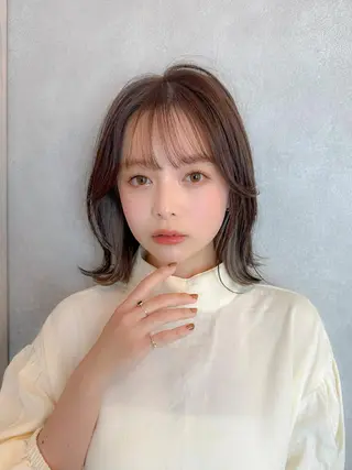 ミディアム カラー 新宿/韓国風レイヤー 髪質改善/渋谷直樹のヘアスタイル