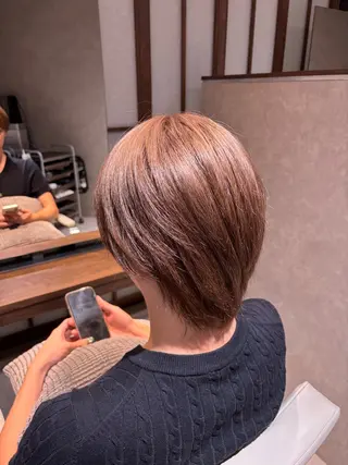 ショート カラー 柔らかい透明感カラー 髪質改善/神戸のヘアスタイル