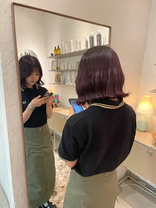 ミディアム カラー HITOMI 福岡ボブのヘアスタイル