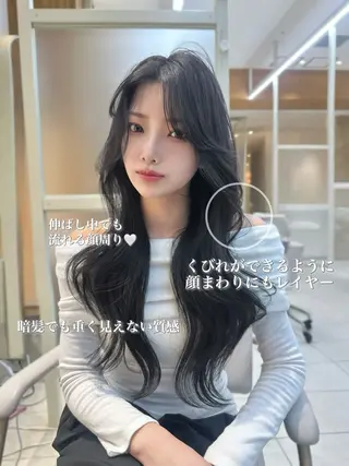 ロング oto🎀×美髪× シースルー前髪🤍のヘアスタイル