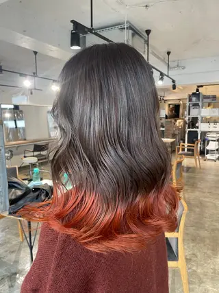 セミロング カラー 暖色カラー🍒 ケアブリーチ/akiのヘアスタイル
