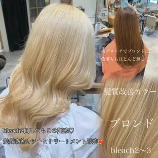 ロング カラー 肌に馴染むハイトーン /ミルクティーカラーのヘアスタイル