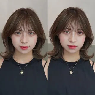 ミディアム カラー レイヤーカット/ くびれヘア佐藤大空のヘアスタイル