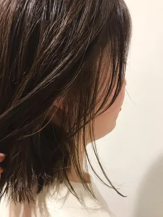 ミディアム カラー 暖色カラー🍊 ボブ🌿顔周りcutのヘアスタイル