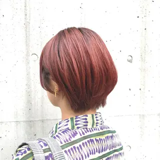 ショート カラー ボブ/インナーカラー ショート/佐野祥子のヘアスタイル