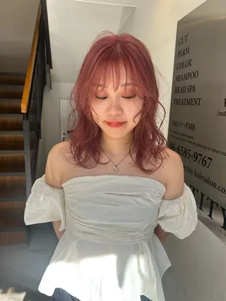 ミディアム カラー hen所属・心斎橋/レイヤー/ ブリーチ/モエのヘアスタイル