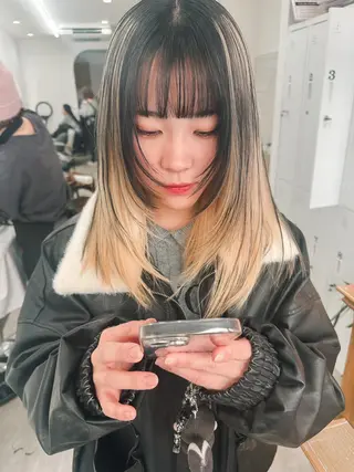 ミディアム カラー デザインカラー ダイチのヘアスタイル