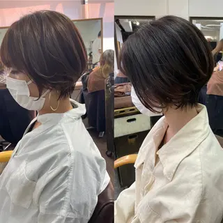 ショート ヒカ/外国人風 デザインカラーのヘアスタイル