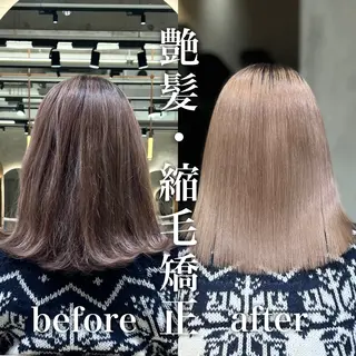 ミディアム 縮毛矯正/髪質改善/ レイヤー/りょうのヘアスタイル