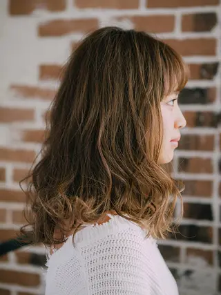 セミロング カラー 福島 浩司のヘアスタイル