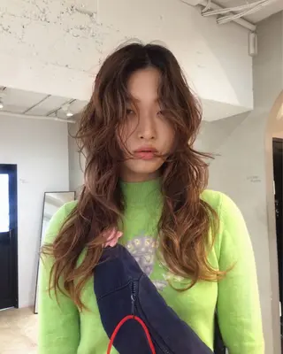 ロング カラー レイヤーカット/栄/ 顔周り/キトウモエノのヘアスタイル