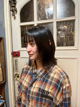 ミディアム 抜け感ショート パーマ/緒方椋のヘアスタイル