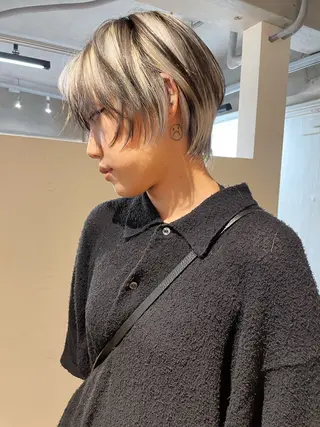 ショート カラー ヘアアレンジ 丸山渉/パーマ エフェクトブリーチのヘアスタイル