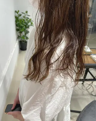 ロング パーマ 暖色カラー🍊 ボブ🌿顔周りcutのヘアスタイル