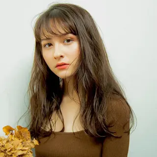 セミロング カラー レイヤー/パーマ/ 艶カラー/💚千琴のヘアスタイル