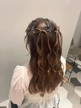 ロング ヘアアレンジ ヘアメ/アレンジ/暖 色/顔周り/あつはのヘアスタイル