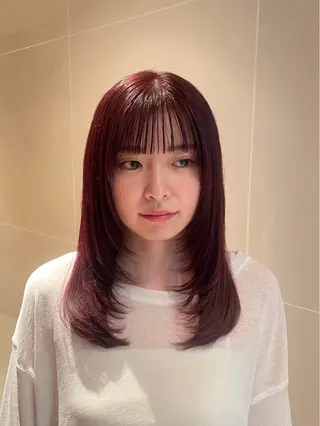 セミロング カラー 縮毛矯正/暖色 カラー/ひかるのヘアスタイル