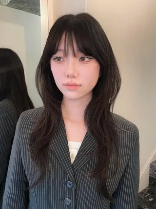 セミロング カラー パーマ ハッシュカット/ 韓国ヘア☽⋰mahoのヘアスタイル