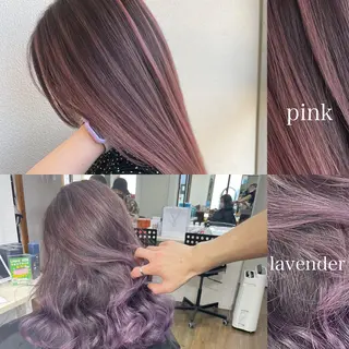 ミディアム カラー ヒカ/外国人風 デザインカラーのヘアスタイル