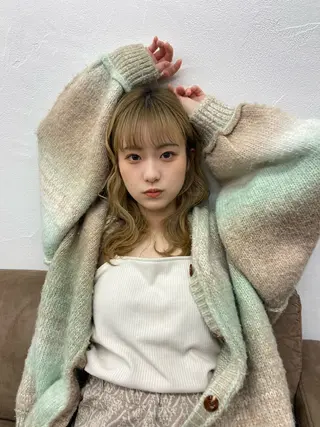 ロング カラー パーマ ヘアアレンジ メンズ rei／透明感カラー ／オリーブグレージュのヘアスタイル