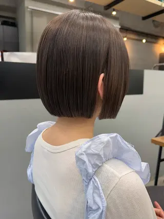 ショート 切りっぱなしボブ/ 小顔ボブNANAのヘアスタイル