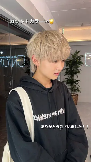 ミディアム カラー メンズ je suis heureuse所属・ハイライトカラー 🌀ゆい❣️のヘアスタイル