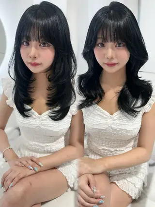 ミディアム カラー 上野/韓国hair 🤍MOEKA🤍のヘアスタイル