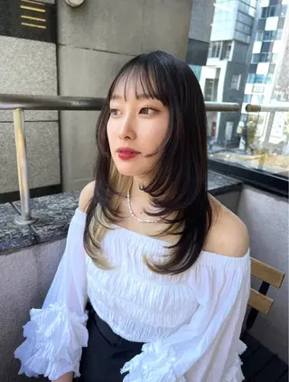 ロング カラー 韓国ヘア♡ 顔まわりカットayaのヘアスタイル