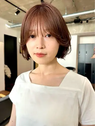 ショート カラー パーマ 🫧小顔×似合わせ× 透明感カラー🫧のヘアスタイル