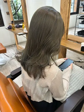 セミロング カラー 広島/わかな/ヘア セット/オリーブのヘアスタイル