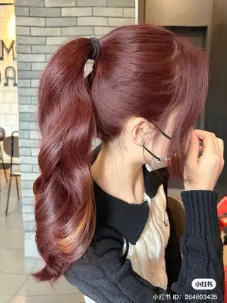 ロング カラー ブリーチなし🍒中韓 /縮毛 つや髪🍒のヘアスタイル